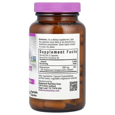 Хелатний Магній Bluebonnet Nutrition Chelated Magnesium, 120 рослинних капсул