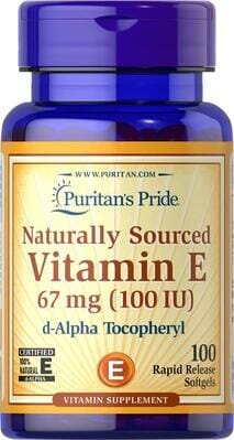 Вітамін Е Puritan's Pride Natural Vitamin E 67 мг (100 МО) 100% натурального походження, 100 гелевих капсул