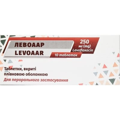 Левоаар таблетки, в/плів. обол. по 250 мг №10 (10х1)