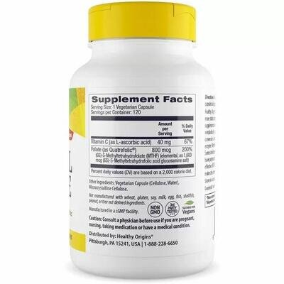 Метілфолат Healthy Origins Methyl Folate 800 мкг, 120 капсул