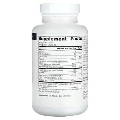 Лізин і Пролін Source Naturals L-Proline L-Lysine 550 мг, 120 таблеток