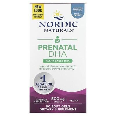 Докозагексаєнова кислота Nordic Naturals Vegan Prenatal DHA для вагітних, 60 капсул