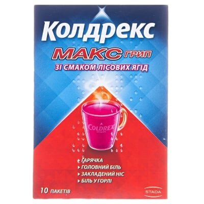 Колдрекс максгрип зі смаком лісових ягод порошок д/ор. р-ну №10 у пак.