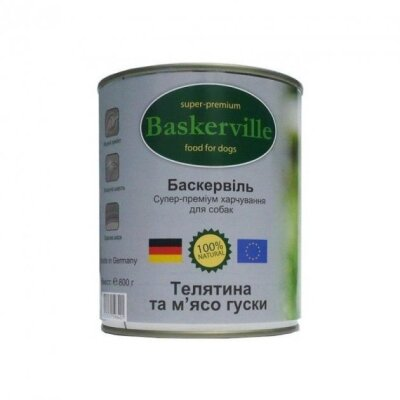 Консерви для собак Baskerville з телятиною і м'ясом гусака, 400 г