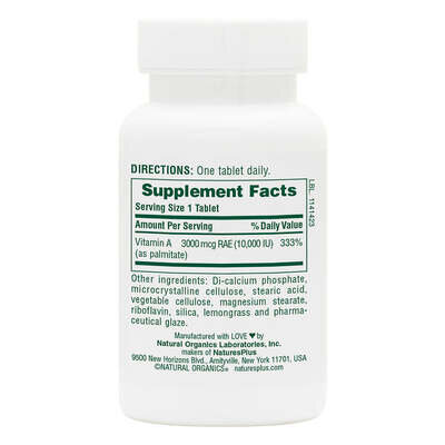 Вітамін А Nature's Plus Vitamin A 10000 МО, 90 таблеток