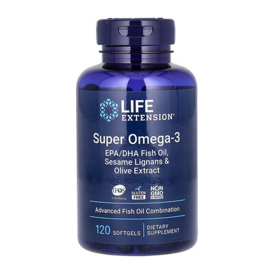 Супер Омега-3 Life Extension Super Omega-3 EPA/DHA Fish Oil, Sesame Lignans & Olive Extract, 120 м'яких капсул
