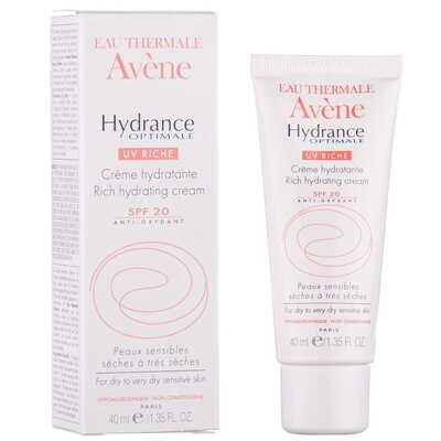 Крем для обличчя Avene Hydrance Optimale UV Riche SPF20 насичений зволожуючий для сухої та дуже сухої, чутливої шкіри, 40 мл