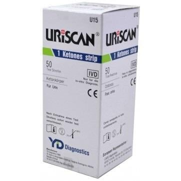 Тест-смужки URISCAN U15 Ketone strip для дослідження сечі (кетони), 50 штук у флак.