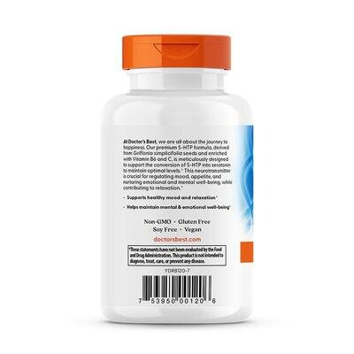 5-НТР з вітамінами B6 і C Doctor's Best 5-HTP with vitamin B6 and C 100 мг, 120 капсул