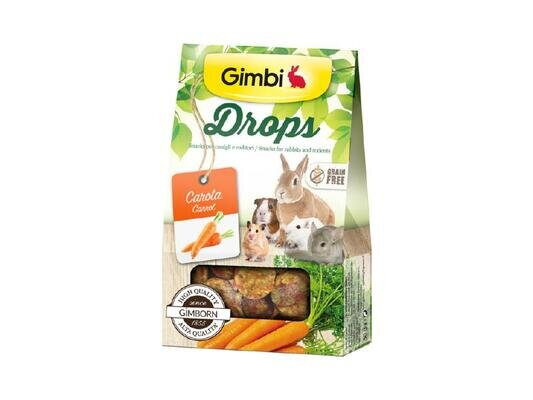 Ласощі для гризунів Gimbi Drops дропси з морквою, 50 г