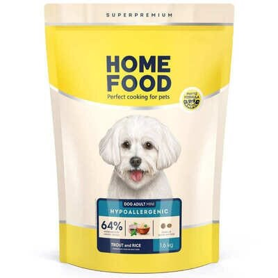Корм сухий Home Food Hypoallergenic гіпоалергенний для дорослих собак дрібних порід з фореллю та рисом, 1,6 кг