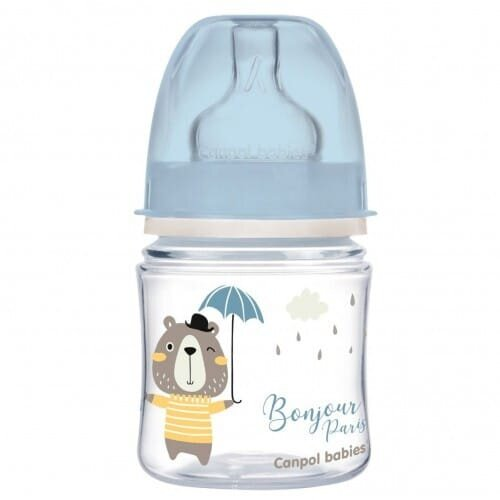 Пляшечка Canpol Babies Easystart Bonjour Paris 35/231_blu антиколікова з широким отвором, синя, 120 мл