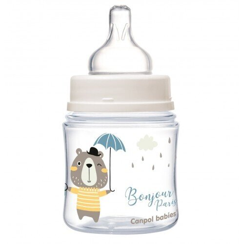 Пляшечка Canpol Babies Easystart Bonjour Paris 35/231_blu антиколікова з широким отвором, синя, 120 мл