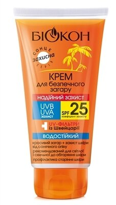 Крем Біокон Надійний захист, SPF 25, для безпечної засмаги, 160 мл