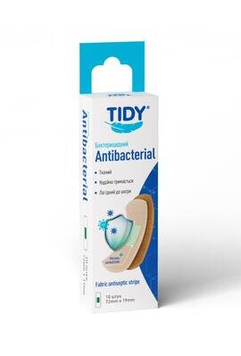 Пластир медичний Tidy бактерицидний на тканинній основі, 72 мм x 19 мм, 10 штук