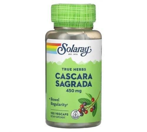 Каскара Саграда Solaray Cascara Sagrada 450 мг, 100 капсул