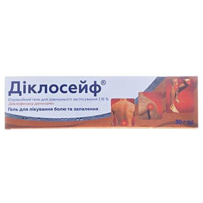 Діклосейф гель емульс. д/зовн. заст. 1.16 % по 30 г у тубах