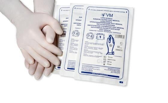 Рукавички хірургічні Vogt Medical латексні текстуровані без пудри, розмір 6,5 стерильні, 1 пара