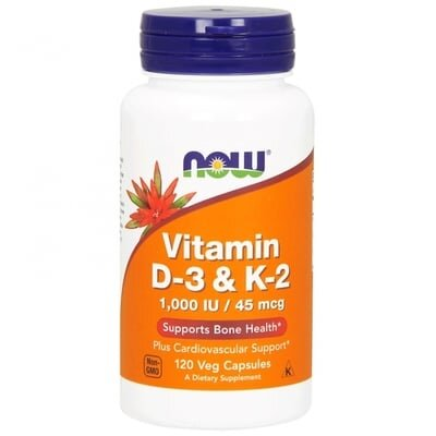 Вітамін Д-3 і К-2 NOW Vitamin D-3 & K-2 1000 МО/45 мкг капсули №120