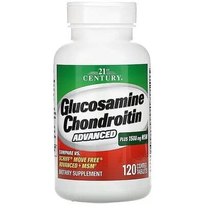 Глюкозамін хондроїтин 21st Century Sentry Glucosamine Chondroiti + МСМ 1500 мг, таблетки №120