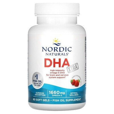 Докозагексаєнова кислота Nordic Naturals DHA Xtra полуниця, 1000 мг, 60 капсул