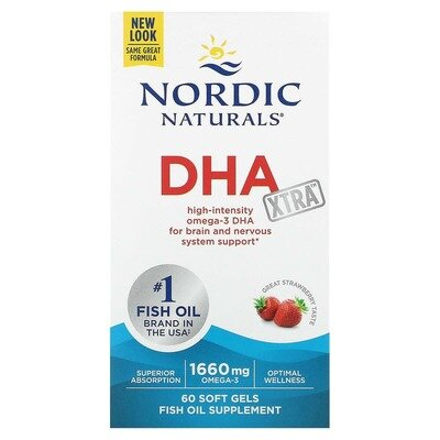 Докозагексаєнова кислота Nordic Naturals DHA Xtra полуниця, 1000 мг, 60 капсул