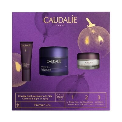 Набір Caudalie Premier Cru (Крем для очей 5мл, Крем Річ 50мл, Крем для обличчя 15мл)