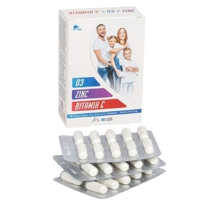Вітамін С 500 мг + Цинк 30 мг + Вітамін Д3 1000 мг капсули №30 Ronpharm