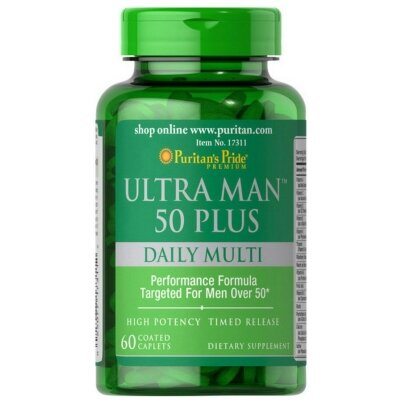 Вітаміни для чоловіків Ультра Мен 50+ Puritan's Pride Ultra Man 50 Plus, 60 каплет