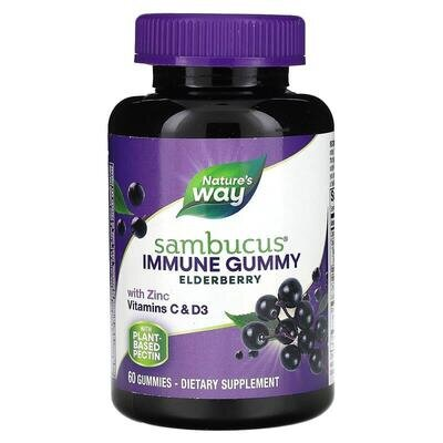 Чорна бузина Nature's Way Sambucus Immune Support, 60 жувальних таблеток