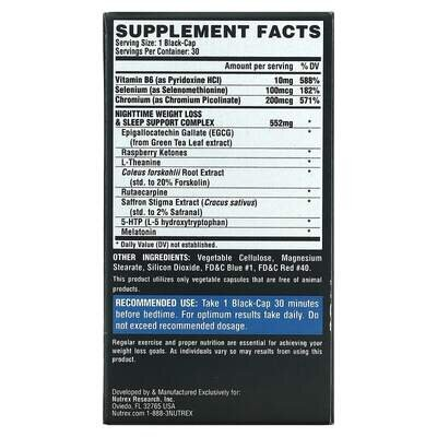 Жироспалювач Nutrex Research Lipo 6 Black NightTime Ultra Concentrate, 30 капсул