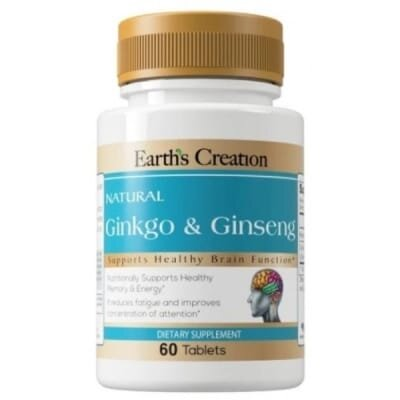 Гінкго та Женьшень Earth's Creation Ginkgo and Ginseng, 60 таблеток