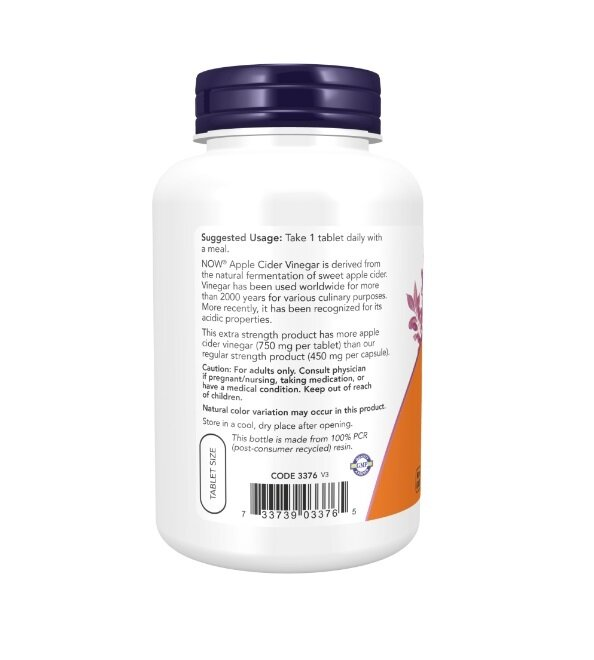 Яблучний оцет NOW Apple Cider Vinegar 750 мг капсули №180