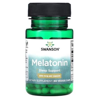 Мелатонін Swanson Melatonin 500 мкг Extra Low Dose, 60 капсул