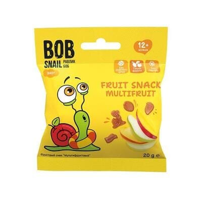 Снек Bob Snail Baby фруктовий для дітей з 12 місяців Мультифруктовий, 20 г