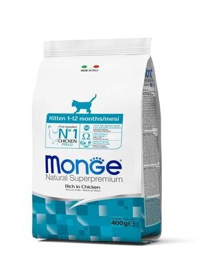 Корм сухий Monge Cat Kitten для кошенят всіх порід, курка та рис, 400 г