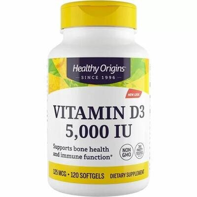 Вітамін Д3 Healthy Origins Vitamin D3 5000 МО, 120 капсул