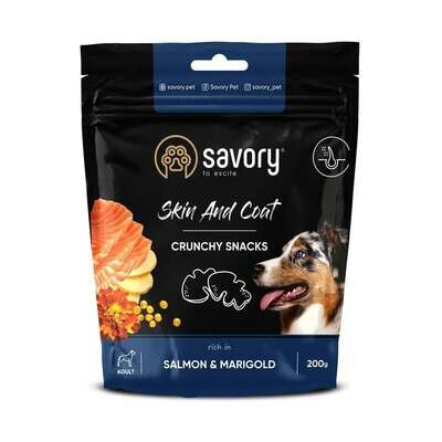 Ласощі для собак Savory Skin & Coat Crunchy Snacks для здоров'я шкіри та шерсті з лососем та чорнобривцями, 200 г