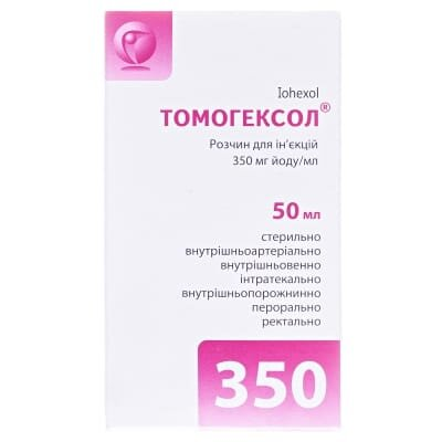 Томогексол розчин д/ін. 350 мг йоду/мл по 50 мл №1 у флак.
