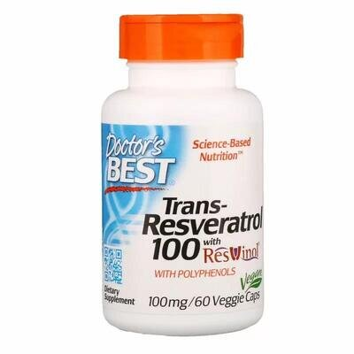 Транс-ресвератрол Doctor's Best Trans-Resveratrol 100 мг, 60 вегетаріанських капсул