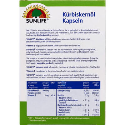 Гарбузова олія+Вітамін Е Sunlife Kurbiskernol Kapseln капсули №50