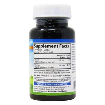 Селен Carlson Labs Selenium 200 мкг без дріжджів, 60 капсул