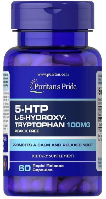 Амінокислота Puritan's Pride 5-HTP 100 мг Гідрокситриптофан Екстракт Гриффонії, 60 капсул