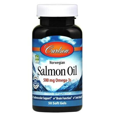 Жир Лосося Carlson Labs Norwegian Salmon Oil Норвезька серія 500 мг, 50 капсул