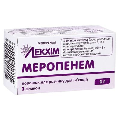 Меропенем порошок для р-ну д/ін. по 1 г №1 у флак.