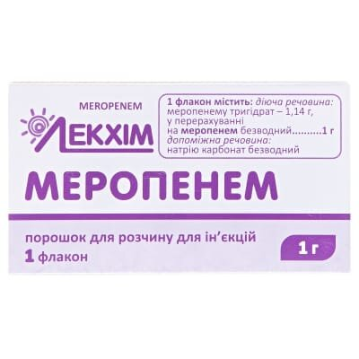 Меропенем порошок для р-ну д/ін. по 1 г №1 у флак.