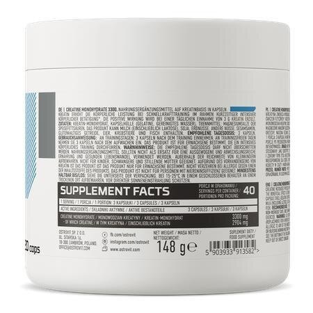 Креатин моногідрат OstroVit Creatine Monohydrate 3300 мг, 120 капсул