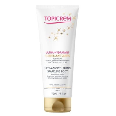 Крем для тіла Topicrem Ultra-Moisturizing Sparkling Body ультра зволожуючий з ефектом мерехтіння, 75 мл