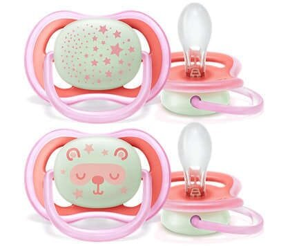 Пустушка силіконова Philips Avent Ultra Air Nighttime SCF376/22, 6-18 місяців, 2 шт