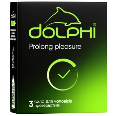 Презервативи латексні Dolphi Prolong pleasure анатомічні з анестетиком, 3 шт